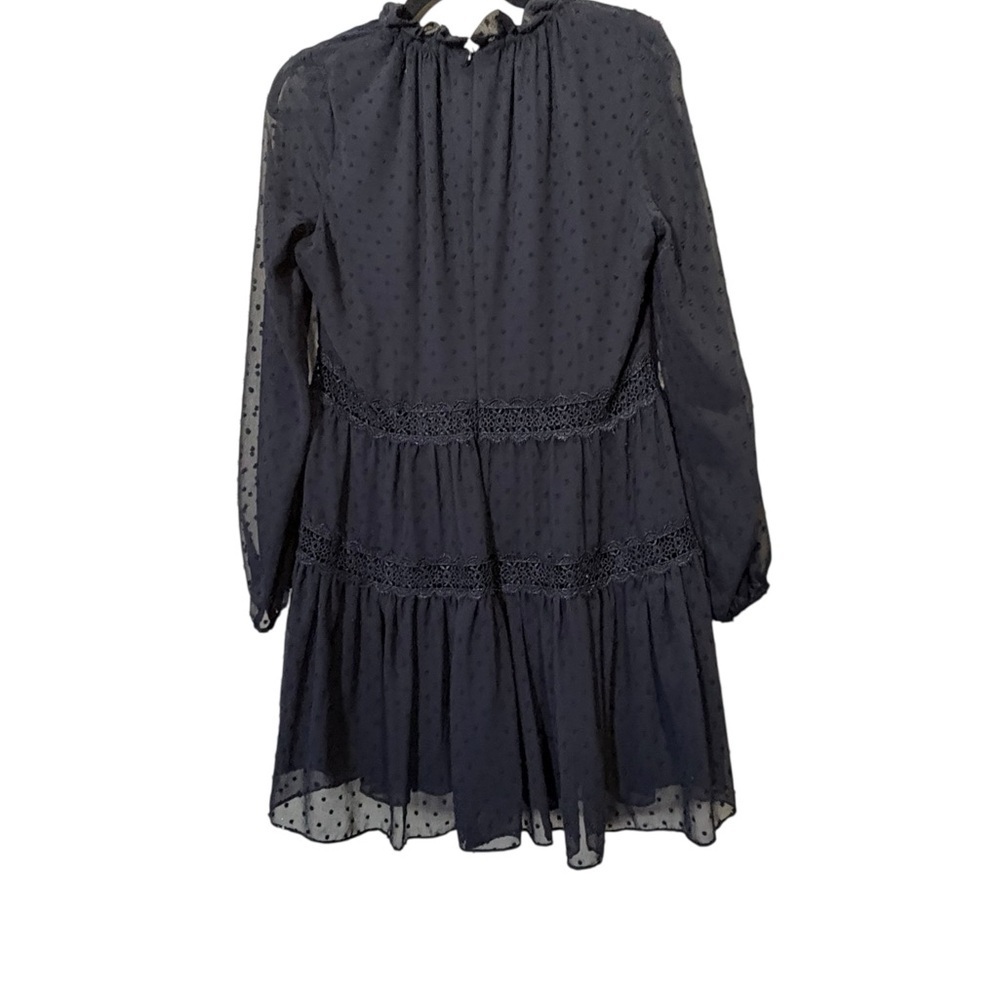 Aqua Swiss Dot Tiered Chiffon Dress Black Size Large - Picture 3 of 12